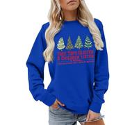 chaqueta polar mujer cremallera,pijama navideño niña,Christmas Mom Sweatshirts Women Tree Tops Glisten And Children Listen To Christmas Tree Graphic Pullover Tops Polainas Caballo (Blue, L)
