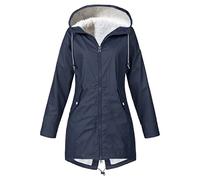 Chaqueta polar para mujer cálida con capucha - Chaqueta a prueba de viento para mujer, impermeable, abrigo grande, chaqueta casual de gabardina, abrigo largo con cremallera gabardina, senderismo al