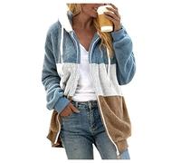 Chaqueta polar para mujer, elegante, con cremallera, con capucha, con bolsillo, forro polar, sudaderas, de gran tamaño, peluches, manga larga, sudaderas, con capucha, abrigo