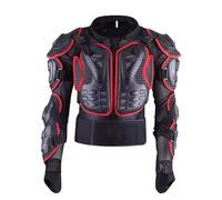 Chaqueta Protectora Integral Motociclistas Adultos, Protector Pecho Espalda y Columna Vertebral, Equipo de protección para Motocross odoterreno Motos de Cross ATV y MTB ,Red-S