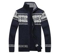 Chaqueta Punto Hombre Invierno, Hombres y Mujeres Navidad Moda Casual Personalidad Navidad Impreso Pareja Suéter Suéter Abrigo (Blue, XXL)