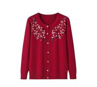 Chaqueta Punto Mujer,Suéter Cárdigan De Señora Mayor Elegante Bordado Floral Tops De Punto De Mediana Edad Y Ancianos Chaqueta Ligera De Abuela Ropa De Mujer Ropa De Madre Suéter Cálido Vi