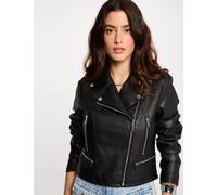 Chaqueta recta con cuello con muescas negro mujer 34