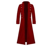 Chaqueta retro steampunk para hombre, uniforme medieval del príncipe caballero, traje vintage para cosplay renacentista, festival de Halloween, fiestas temáticas góticas de disfraces, rosso, XXL