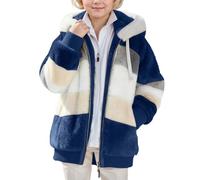 Chaqueta Reversible Infantil con Capucha Acolchada de Forro Polar Bicolor y Cremalleras para (Dark Blue, 9-10 Years)