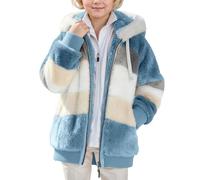 Chaqueta Reversible Infantil con Capucha Acolchada de Forro Polar Bicolor y Cremalleras para (Sky Blue, 9-10 Years)