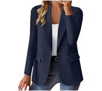 Chaqueta Sastre Mujer De Gran Tamaño, 2026 Nuevo Blazer Mujer Chic Y Elegante Corto, Chaqueta Tallada Blazer Casual Ancho Cárdigan Color Sólido Versátil Blazer Traje Oficina Superior, azul oscuro, XXL