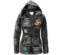 Chaqueta Shopoholic Fashion para mujer, 100 % algodón suave, estilo emocional, punk, gótico Negro negro XXX-Large