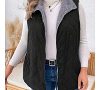 Chaqueta sin con cremallera y forro de felpa de talla grande, chaleco sin para otoño e invierno, ropa de talla grande para mujer.