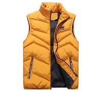 Chaqueta Sin Mangas Chaleco Portátil de Plumón Ligero Cremallera Amarillo 2XL