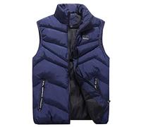 Chaqueta Sin Mangas Chaleco Portátil de Plumón Ligero Cremallera Azul 2XL