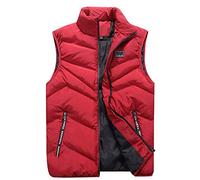 Chaqueta Sin Mangas Chaleco Portátil de Plumón Ligero Cremallera Rojo M