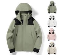 Chaqueta Softshell para mujer, gabardina básica resistente al viento, ligera, con capucha, ajuste relajado, cómoda chaqueta softshell, chaqueta casual con cremallera completa, chaqueta impermeable