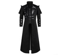Chaqueta Steampunk para hombre, abrigo gótico victoriano de asesino largo, disfraz de pirata, elfo medieval, fiesta de cosplay, S-5XL, chaqueta steampunk (XL negro)
