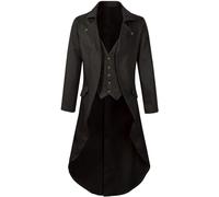 Chaqueta steampunk para hombre, abrigo largo gótico rojo para hombre, abrigo de moda bordado, falda medieval, chaleco de traje de corte victoriano, elegante Tuxedo Teatro Performance Vampiro, disfraz