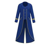 Chaqueta steampunk para hombre, color rojo, medieval, renacentista, con botones, vintage, victoriano, traje de corte con hendidura, moderno, pirata, vampiro, cosplay, disfraz de Halloween, ropa de