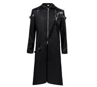 Chaqueta steampunk para hombre, cosplay, gótico, abrigo para hombre, con cremallera, color rojo, estilo medieval, retro, estilo victoriano, ropa de teatro, disfraz de Halloween