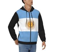 Chaqueta Suave Ligera Hombre Abrigada Hoodie Sudadera Clásico Estampado República Argentina Bandera Nacional Sudadera Clima Fresco Forro Acogedor Streetwear Bolsillo Canguro