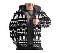 Chaqueta Sudadera de Navidad para Hombre Forro de Polar Sherpa Cárdigans de Manga Larga Abrigos de Invierno Calientes Ropa Exterior