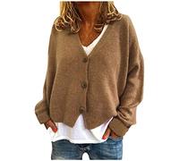 Chaqueta Sueter Mujer Sueter Manga Cárdigan con Botones para Mujer Abrigo Suéter Rebeca Chaqueta de Jerseis Color Sólido Sencillo Cuello en V Suéter Talla Grande