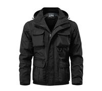 Chaqueta táctica con capucha para hombre, con múltiples bolsillos, impermeable, para senderismo, resistente al viento, estilo militar, ligera, transpirable, con cremallera, para otoño e invierno