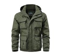 Chaqueta táctica con capucha para hombre, con múltiples bolsillos, impermeable, para senderismo, resistente al viento, estilo militar, ligera, transpirable, con cremallera, para otoño e invierno