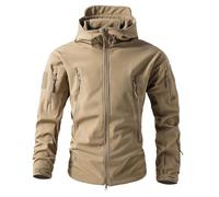 Chaqueta táctica de entretiempo para hombre, impermeable, chaqueta de softshell de un solo color, chaqueta de pared, ligera y holgada, chaqueta de exterior, chaqueta militar con capucha, corte holgado