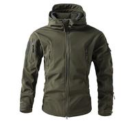 Chaqueta táctica de entretiempo para hombre, impermeable, chaqueta de softshell de un solo color, chaqueta de pared, ligera y holgada, chaqueta de exterior, chaqueta militar con capucha, corte holgado