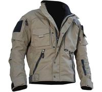 GLIMDA Chaqueta táctica versátil para hombre, casual, impermeable, versátil, abrigos, militares, con 12 bolsillos, chaqueta de invierno para hombres (color: caqui, tamaño: S)