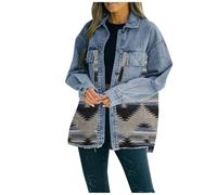 Chaqueta Tejana Mujer Chaqueta Vaquera Mujer Chaleco Cowboy Larga Acolchada Camisa Denim Chaquetas Ante De Cuero Invierno Ropa Oversize Cazadora Talla Grande Entretiempo Casual Negra 5Xl Vaquero