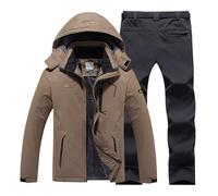 Chaqueta térmica para hombre y mujer, para invierno, resistente al viento, con capucha, adecuada para entrenamiento casual diario activo (2), café, 3XL