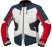 IXS Tourster-STX 1.0 Chaqueta textil de moto impermeable, gris-rojo-azul, tamaño S para Hombres