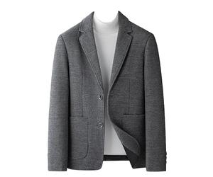 Chaqueta Tipo Blazer De Tweed para Hombre Abrigo De Lana De Invierno Solapa con Muesca Dos Botones Blazer De Negocios Chaqueta De Traje De Mezcla De Lana Gabardina Ligera Abrigo De Marinero Cálido
