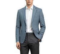 Chaqueta Tipo Blazer Elástica Ligera para Hombre Estilo Casual De Negocios Corte Moderno Dos Botones Chaqueta Deportiva De Verano para Hombre Oficina Viajes Y Uso Diario Color Gris Talla M.