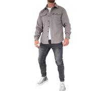 Chaqueta Tipo Camisa con Botones para Hombre,Sobrecamisa con Botones para Abrigo de Trabajo de algodón,Manga Larga Ajustada para Hombre (2XL,Light Grey)
