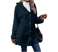 Chaqueta tipo cárdigan de forro polar mullido con capucha para mujer, suéter jacquard con botones al frente abierto, manga larga, B, 3XL