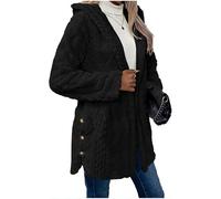 Chaqueta tipo cárdigan de forro polar mullido con capucha para mujer, suéter jacquard con botones al frente abierto, manga larga, f, XXL