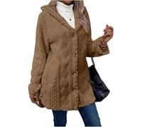 Chaqueta tipo cárdigan de forro polar mullido con capucha para mujer, suéter jacquard con botones al frente abierto, manga larga, I, 5XL