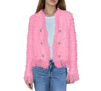Chaqueta tipo cárdigan de moda con flecos para mujer, abrigos cortos casuales, suéter con ribete de moda, holgado, cálido, con borlas, poncho para exteriores, rosa, L