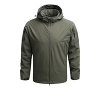 Chaqueta tipo cárdigan para hombre, color liso, con capucha, resistente al viento, con cremallera, informal, deportiva, holgada, para hombre, Ejercito Verde, M