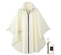 Chaqueta tipo poncho de lluvia con capucha y cremallera para mujeres/hombres/adultos con bolsillo, Beige, Talla única