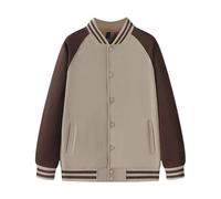 Chaqueta universitaria para hombre, sudadera informal con bolsillos y botones, manga larga, cuello alto, chaqueta deportiva, corte regular, chaqueta de béisbol clásica, para hombre, que realza la