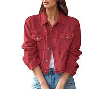Chaqueta Vaquera Básica para Mujer, Cazadora De Denim Corta Camisa Vaquera Blusa Estilo Western Manga Larga Túnica Abotonada Chaqueta Mujer Entretiempo Chaqueta Aviador Chaqueta Universitaria