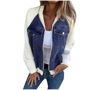 Chaqueta Vaquera Básica para Mujer, Sobrecamisa Vaquera Mujer Corta Camisa Vaquera Blusa Estilo Western Manga Larga Túnica Abotonada Chaqueta De Entretiempo Chaquetas De Mujer Abrigos Cortos