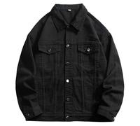 Chaqueta vaquera clásica informal para hombre, abrigo vaquero ligero y ajustado, chaqueta de camionero moderna, ropa de calle para salir, color negro, talla 4XL