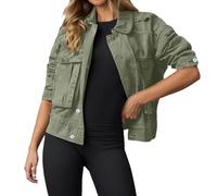 Chaqueta vaquera corta para mujer, chaqueta de entretiempo elegante, ligera, chaqueta de primavera oversize monocolor con bolsillos, chaqueta vaquera fina para mujer, chaqueta vaquera vintage para