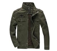 Chaqueta Vaquera De Soldado Del Ejército Para Hombre Militar De La Fuerza Aérea Tipo Cargo De Camuflaje (Verde, L)