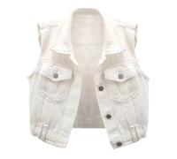 Chaqueta Vaquera Mujer-Chaleco Vaquero Corto Sin Mangas para Mujer, Prenda Informal De Capas para El DíA A DíA con DiseñO De Bolsillo.