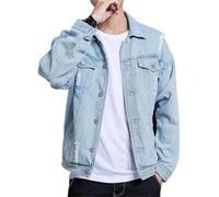Chaqueta Vaquera para Hombre Casual Vintage Chaqueta Vaquera de algodón Slim Chaqueta de Trabajo de un Solo Pecho Chaqueta Deportiva Chaqueta Deportiva de Negocios