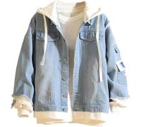 Chaqueta Vaquera para Hombre Chaqueta con Capucha Informal Ajustada Chaqueta con Capucha de Color sólido gótica elástica de Primavera Chaqueta Deportiva Ligera
